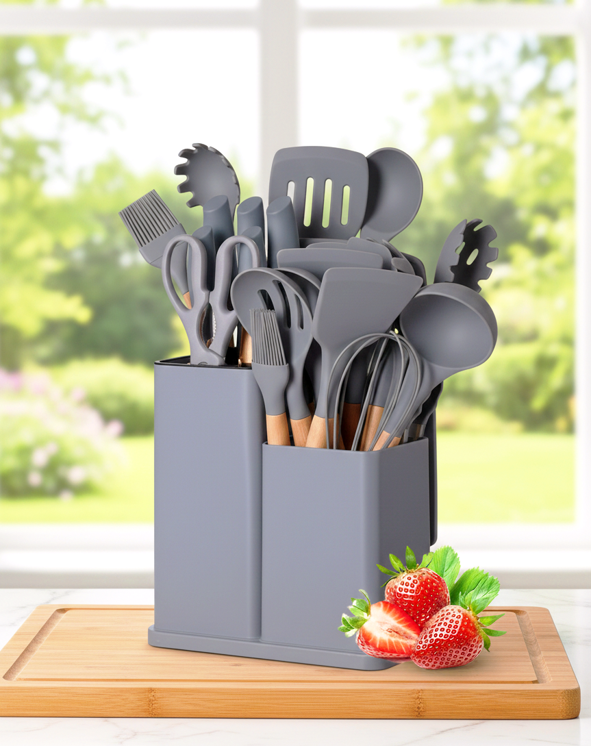 Premium Heat - Resistant Silicone Kitchen Utensils Cooking Set - 19 Pcs