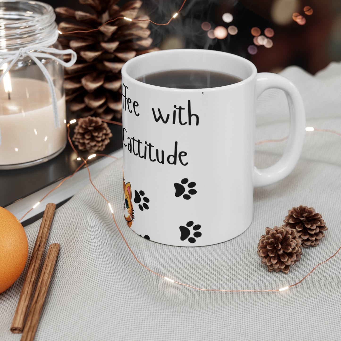 Alif Atelier - Coffee Tea Mug 11oz -  Ceramic Cute Everyday Essential Tea - Coffee Hot Chocolate Mug