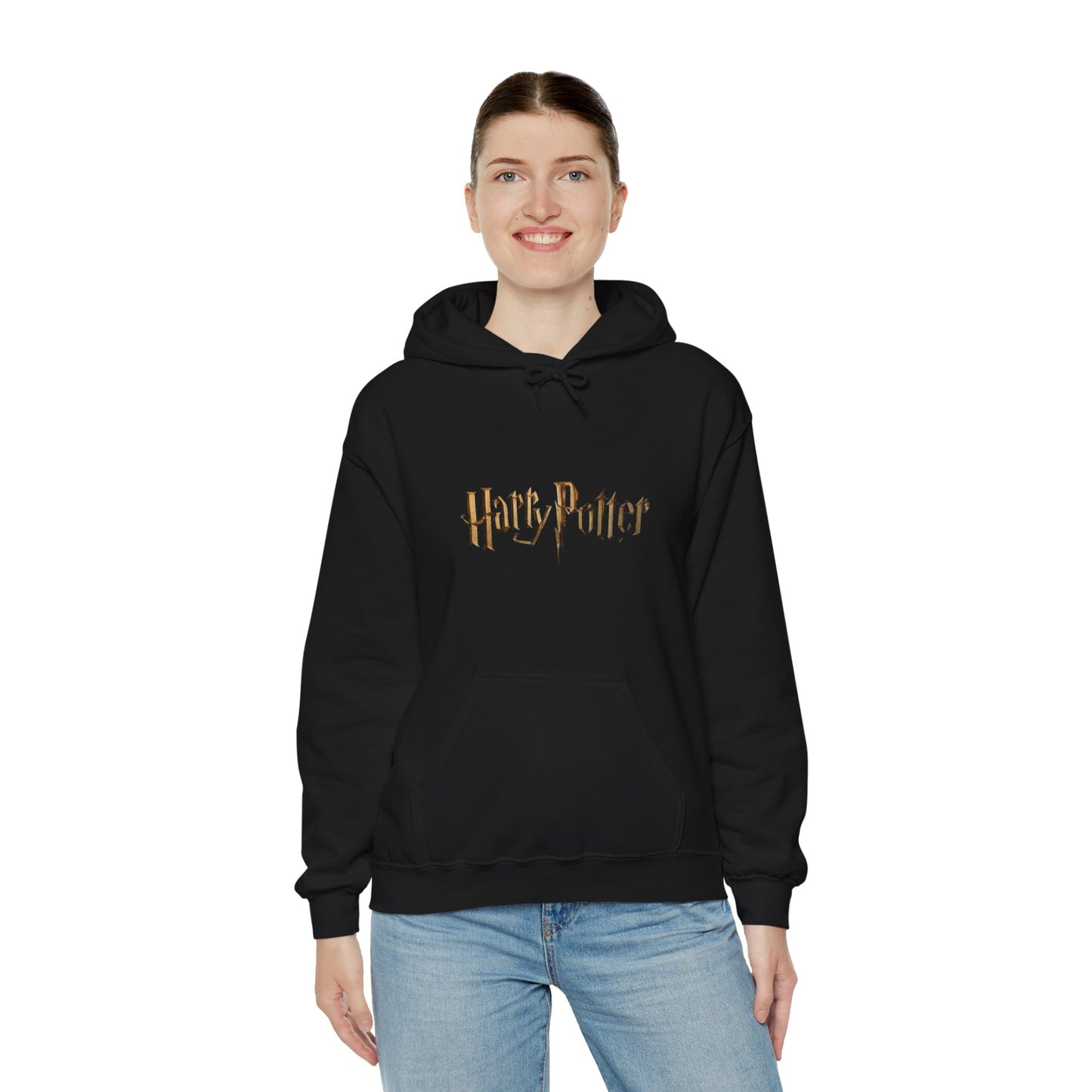 Alif Atelier x Harry Potter - Unisex Heavy Blend™ Hooded Sweatshirt - Cute Simple Elegant Harry Potter Hogwarts Printed Hoodie - For Men Women Black Cozy Warm Hoodie