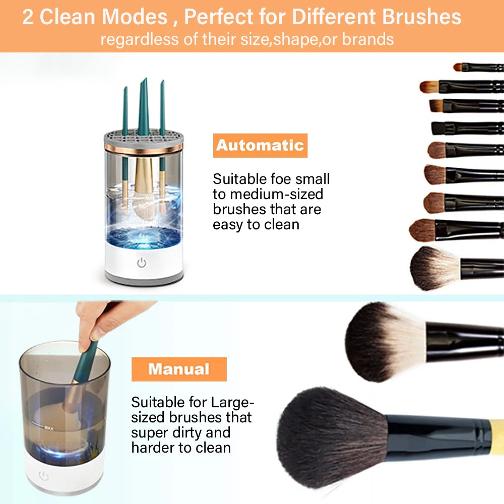 Portable USB Makeup Brush Cleaner - Automatic Rotary Cleaning Electric Makeup Brush Washing Machine - Deep Clean and Sanitize 