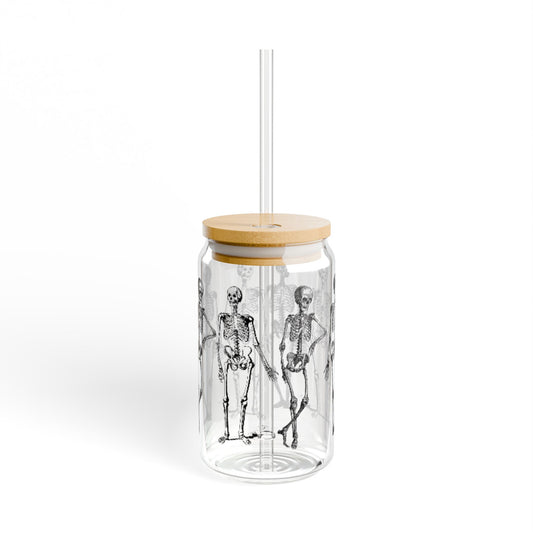 Alif Atelier Sipper Glass 16 Oz - Cute Tumblr with Lid - For Tea Coffee - Reusable - Eco-Friendly - Aesthetic Tumblr Cup - For Gifts - Holidays - Everyday Essentials