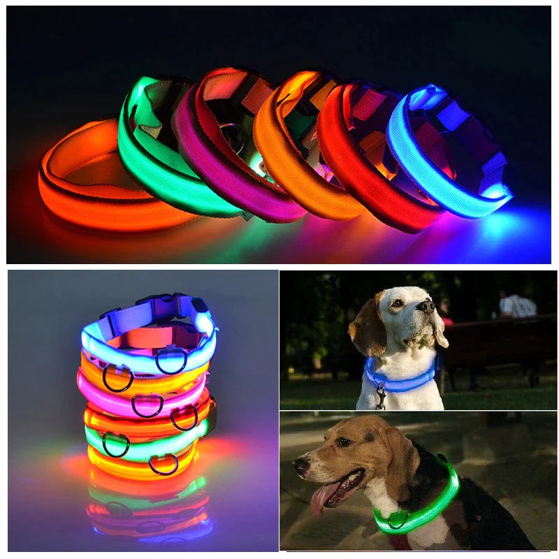 LED Dog Collar with Flashing Lights - Waterproof and Adjustable Bright LED Dog Collar for Night Safety - Waterproof and Durable