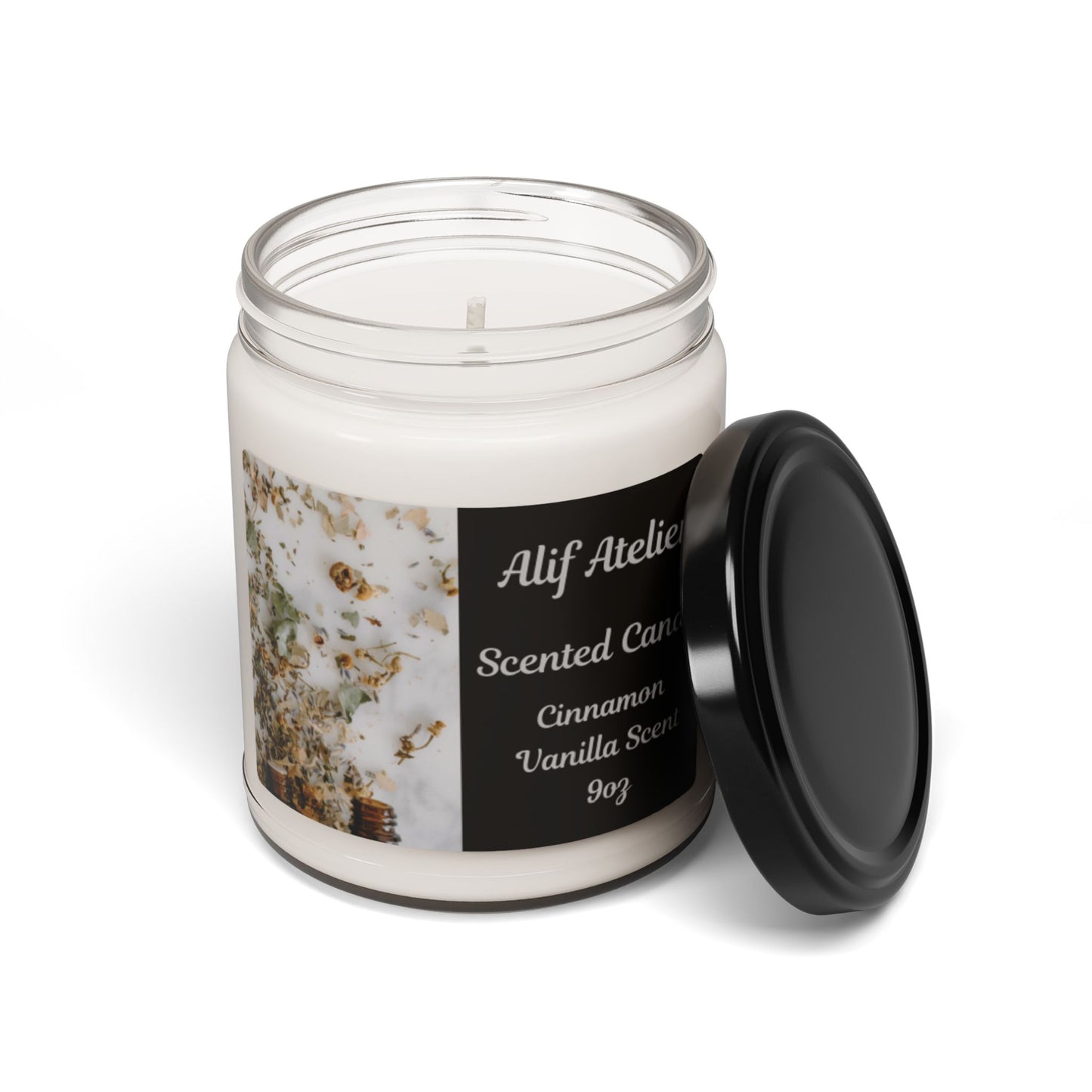 Alif Atelier Soy Wax 9oz - Cinnamon Vanilla Scent Scented Candle - Luxurious Daily Home Essential Candle - Home Decor