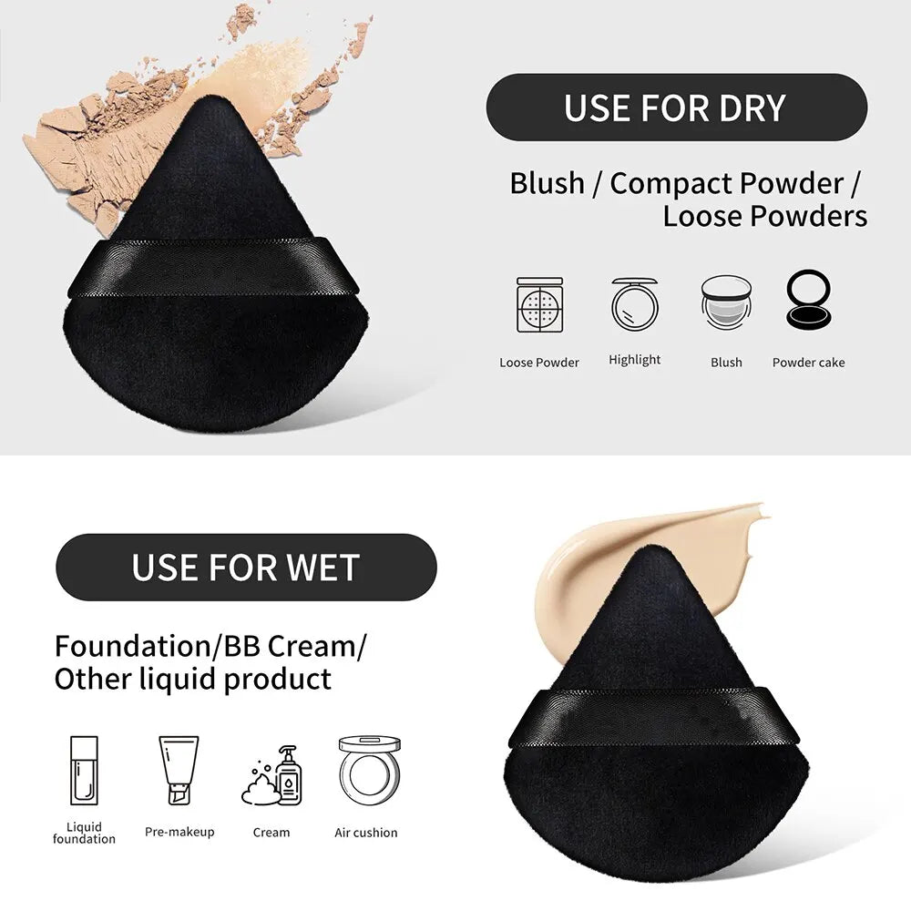 10/12 Pcs Triangle Powder Puff Wet Dry Use for Loose Powder Liquid Cosmetic Soft Plush Powder Puff Makeup Foundation