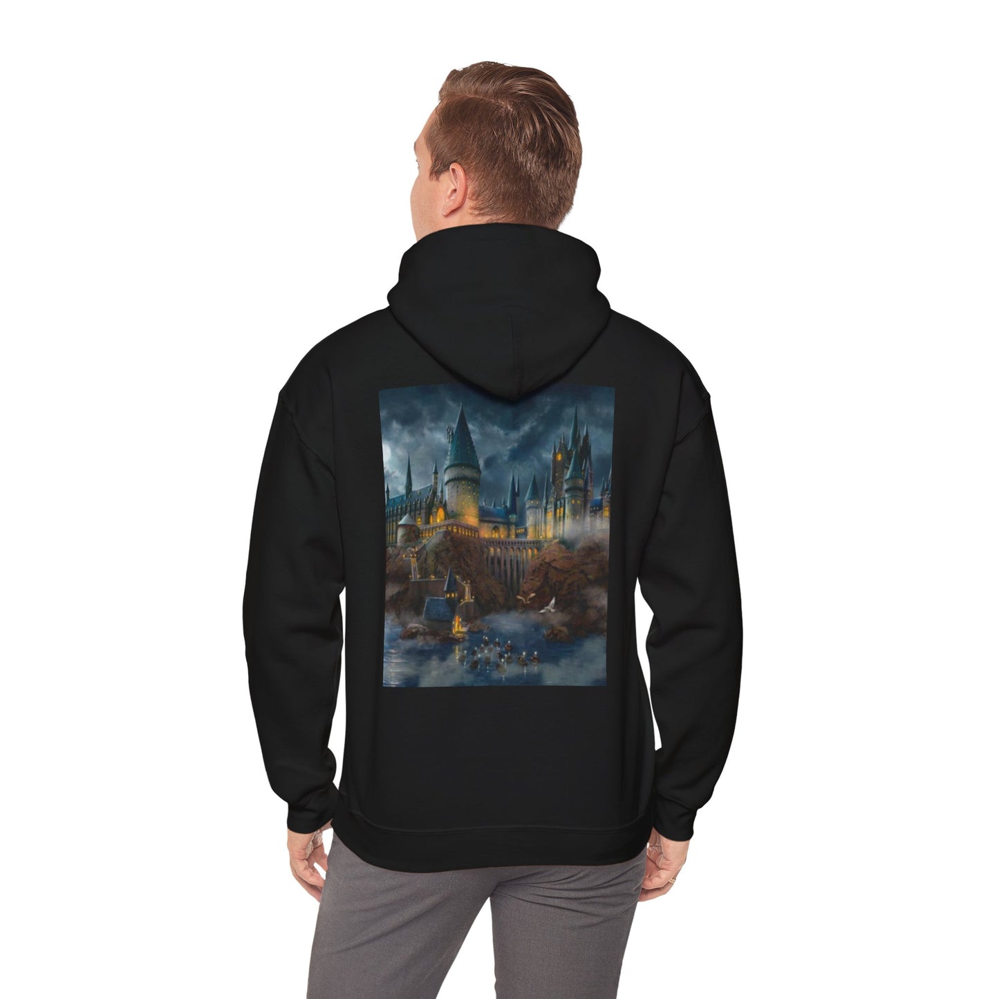 Alif Atelier x Harry Potter - Unisex Heavy Blend™ Hooded Sweatshirt - Cute Simple Elegant Harry Potter Hogwarts Printed Hoodie - For Men Women Black Cozy Warm Hoodie