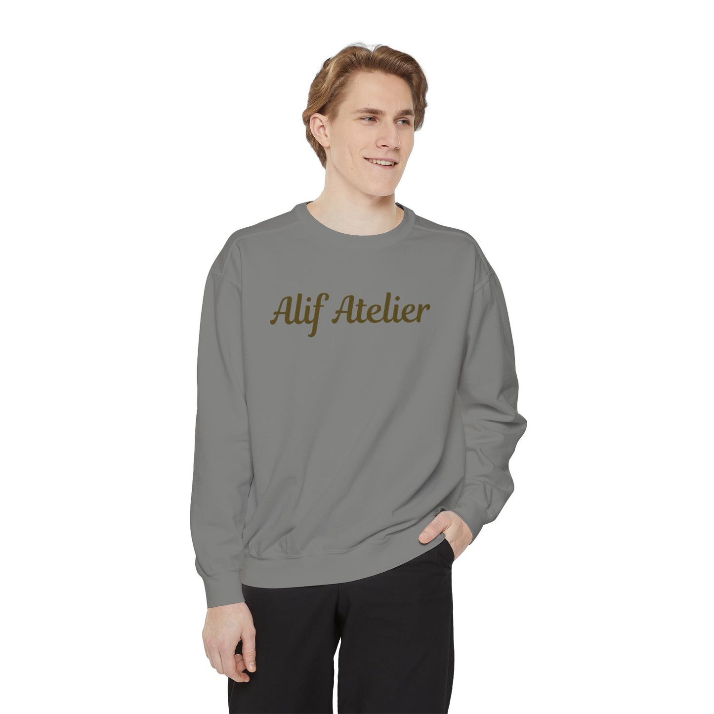 Alif Atelier - Men's Garment-Dyed Sweatshirt -  Luxurious Comfortable Style Wear -  Men's Clothing - Soft Elegant Sweat-Shirt