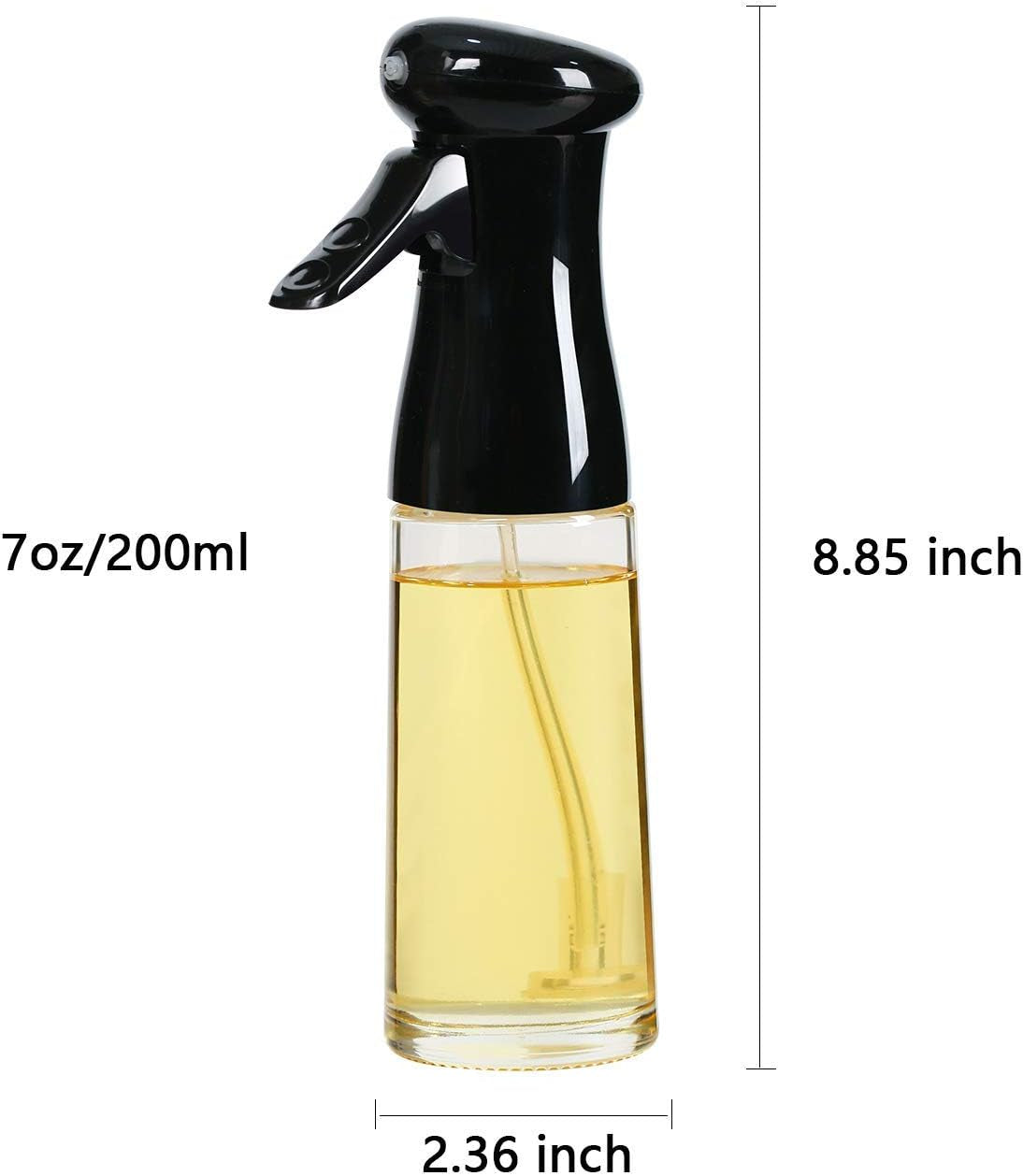 Oil Sprayer for Cooking, Olive Oil Sprayer - Food Safe Glass Bottle, Leakproof Top-Cap, Oil Mister for Baking Salad BBQ Frying Grilling, Multi-Layers Screw Interface, 7Oz/200Ml