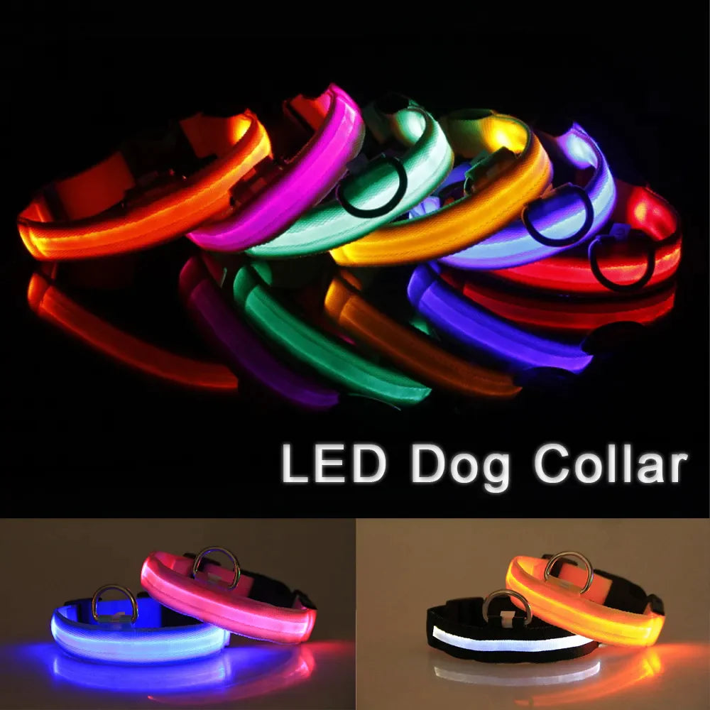 LED Dog Collar with Flashing Lights - Waterproof and Adjustable Bright LED Dog Collar for Night Safety - Waterproof and Durable