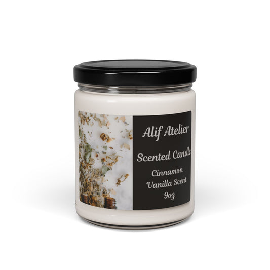 Alif Atelier Soy Wax 9oz - Cinnamon Vanilla Scent Scented Candle - Luxurious Daily Home Essential Candle - Home Decor