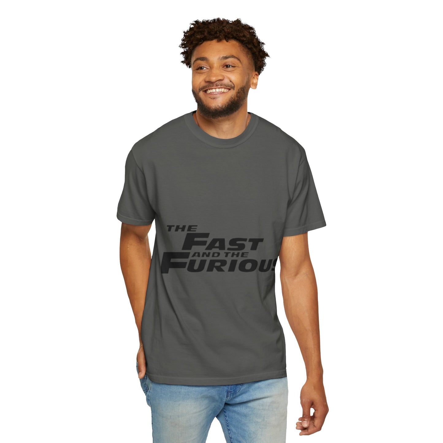 Alif Atelier - Unisex Garment-Dyed T-shirt - Fast And Furious Printed Unisex Tee - Casual Simple Wear For Men Women