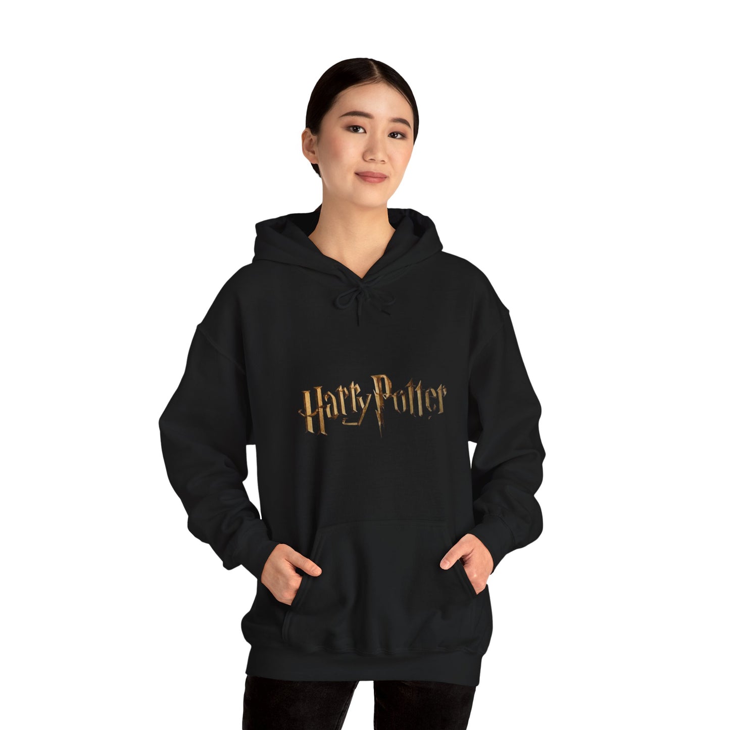 Alif Atelier x Harry Potter - Unisex Heavy Blend™ Hooded Sweatshirt - Cute Simple Elegant Harry Potter Hogwarts Printed Hoodie - For Men Women Black Cozy Warm Hoodie