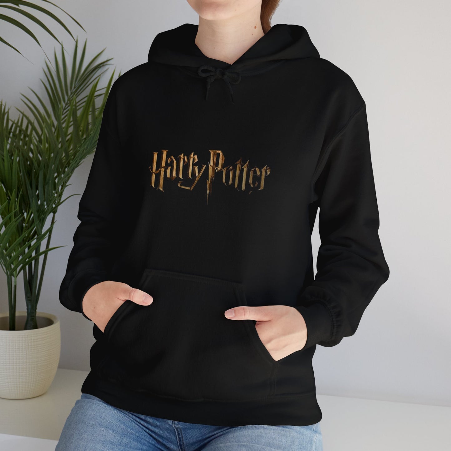 Alif Atelier x Harry Potter - Unisex Heavy Blend™ Hooded Sweatshirt - Cute Simple Elegant Harry Potter Hogwarts Printed Hoodie - For Men Women Black Cozy Warm Hoodie