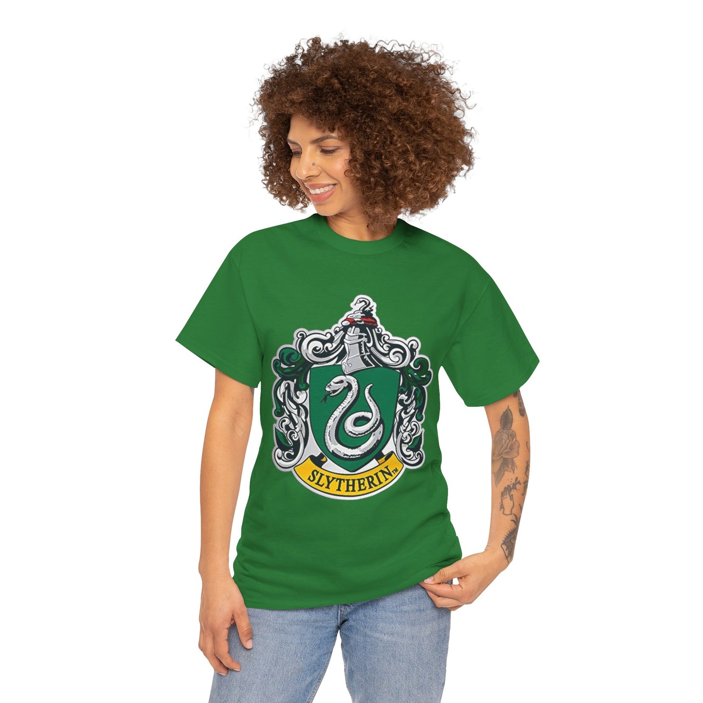 Alif Atelier X Harry Potter - Unisex Heavy Cotton Tee - Cute Simple Elegant Harry Potter Slytherin T-Shirt for Men Women - Gift - Holidays - Movies