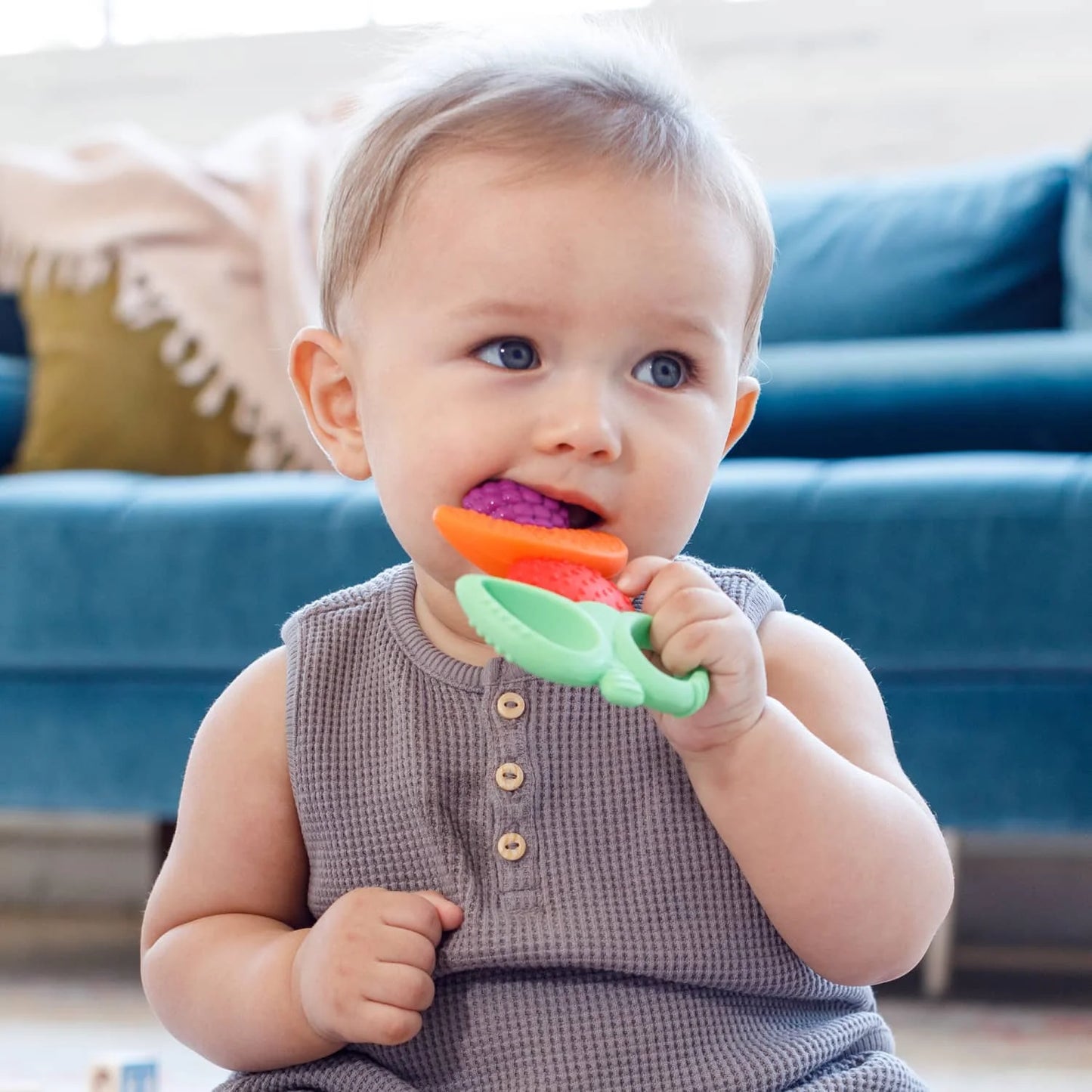 Lil' Nibbles Textured Teether Baby Fruit Kabob Teether Sensory Teething Toy 