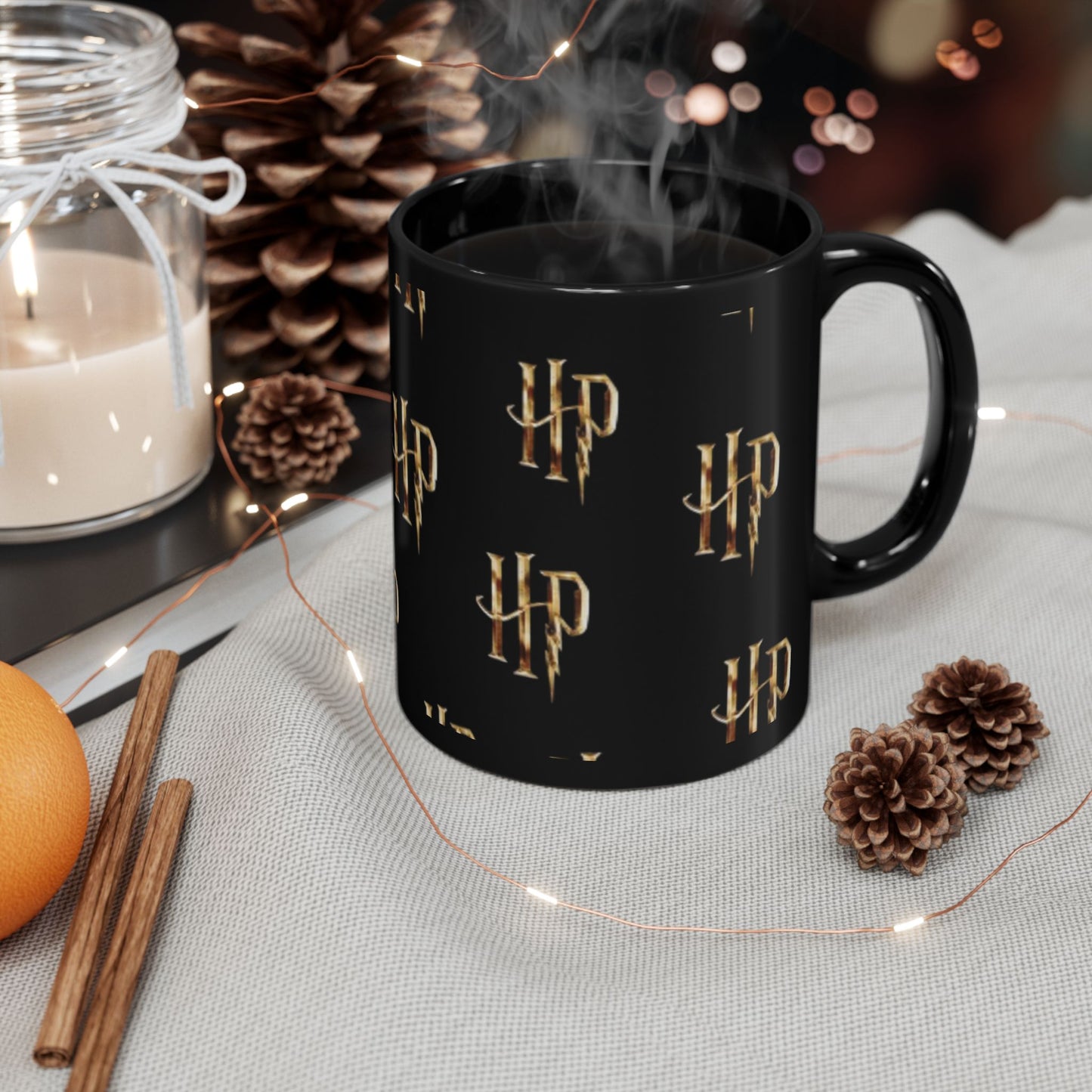 Alif Atelier X Harry Potter - Black Mug 11 Oz - Cute Simple Elegant Harry potter Mug For Tea Coffee - Holidays - Movies - Holiday Gifting