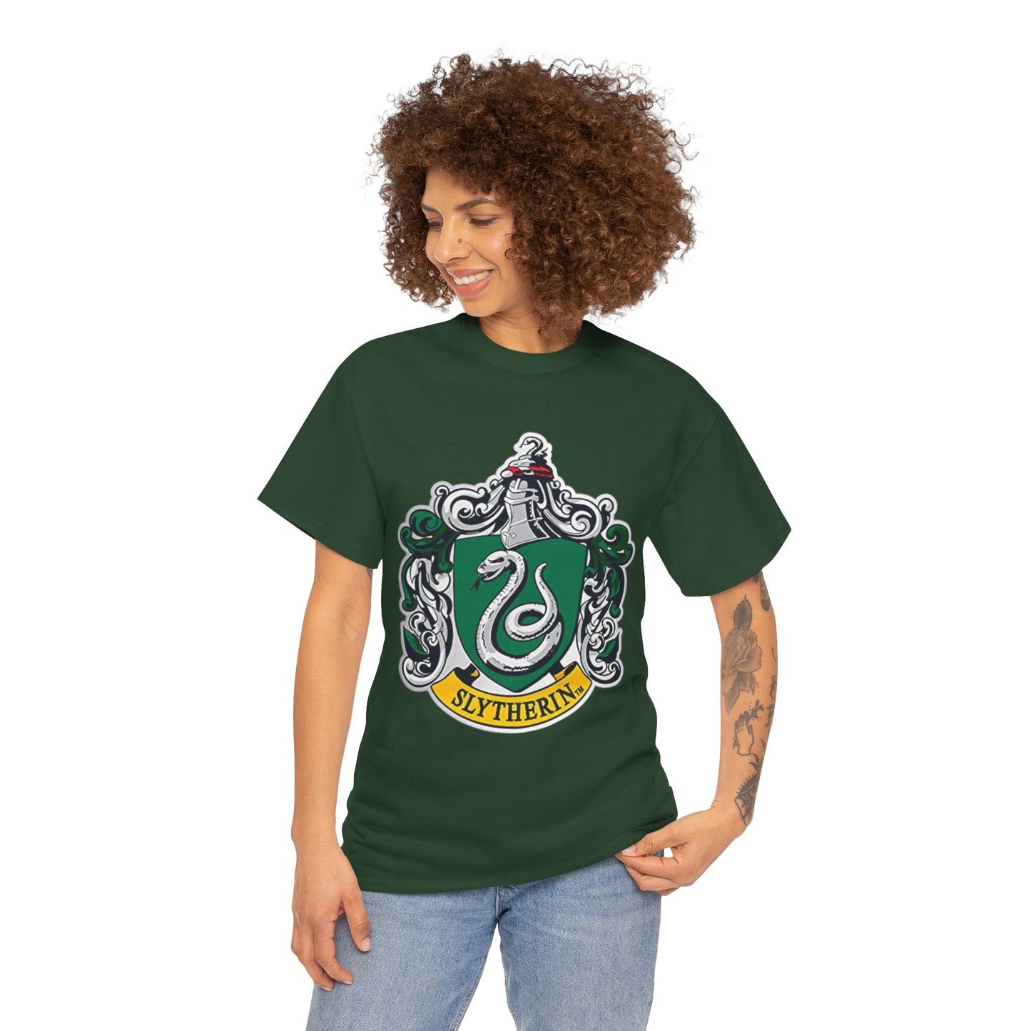 Alif Atelier X Harry Potter - Unisex Heavy Cotton Tee - Cute Simple Elegant Harry Potter Slytherin T-Shirt for Men Women - Gift - Holidays - Movies