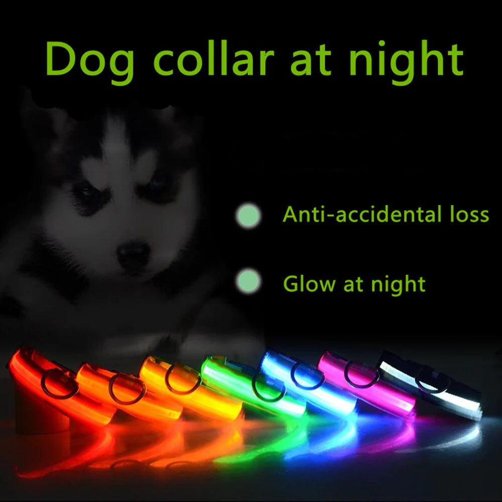 LED Dog Collar with Flashing Lights - Waterproof and Adjustable Bright LED Dog Collar for Night Safety - Waterproof and Durable