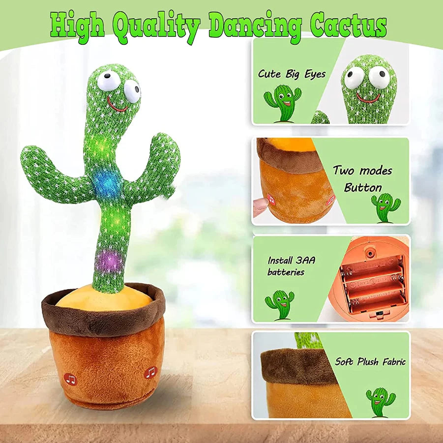 Dancing Cactus Plush Toy Doll Electronic Recording Shake with Song Funny Gift US