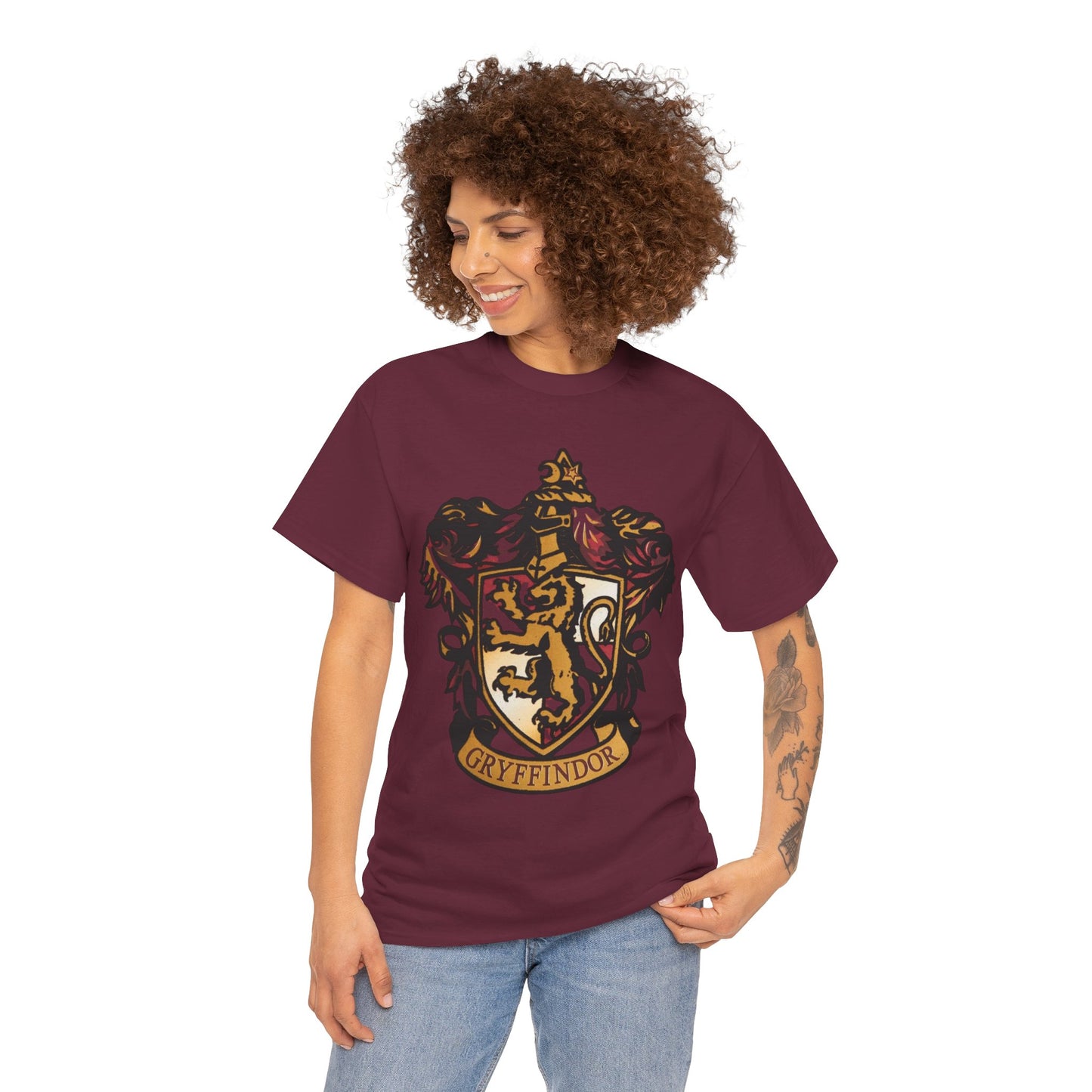 Alif Atelier x Harry Potter Gryfindor Unisex Heavy Cotton Tee - Stylish Simple Tee For Men Women - Casual Wear - T-shirts