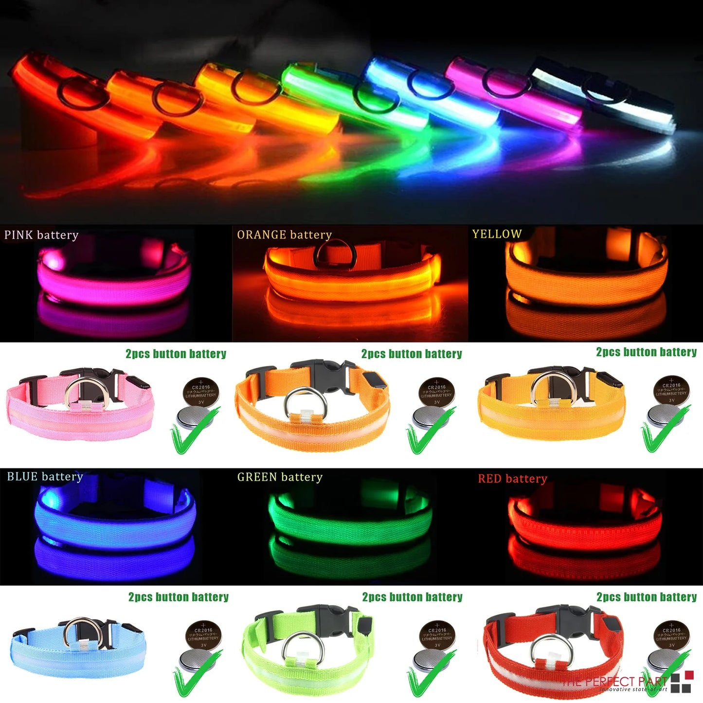 LED Dog Collar with Flashing Lights - Waterproof and Adjustable Bright LED Dog Collar for Night Safety - Waterproof and Durable