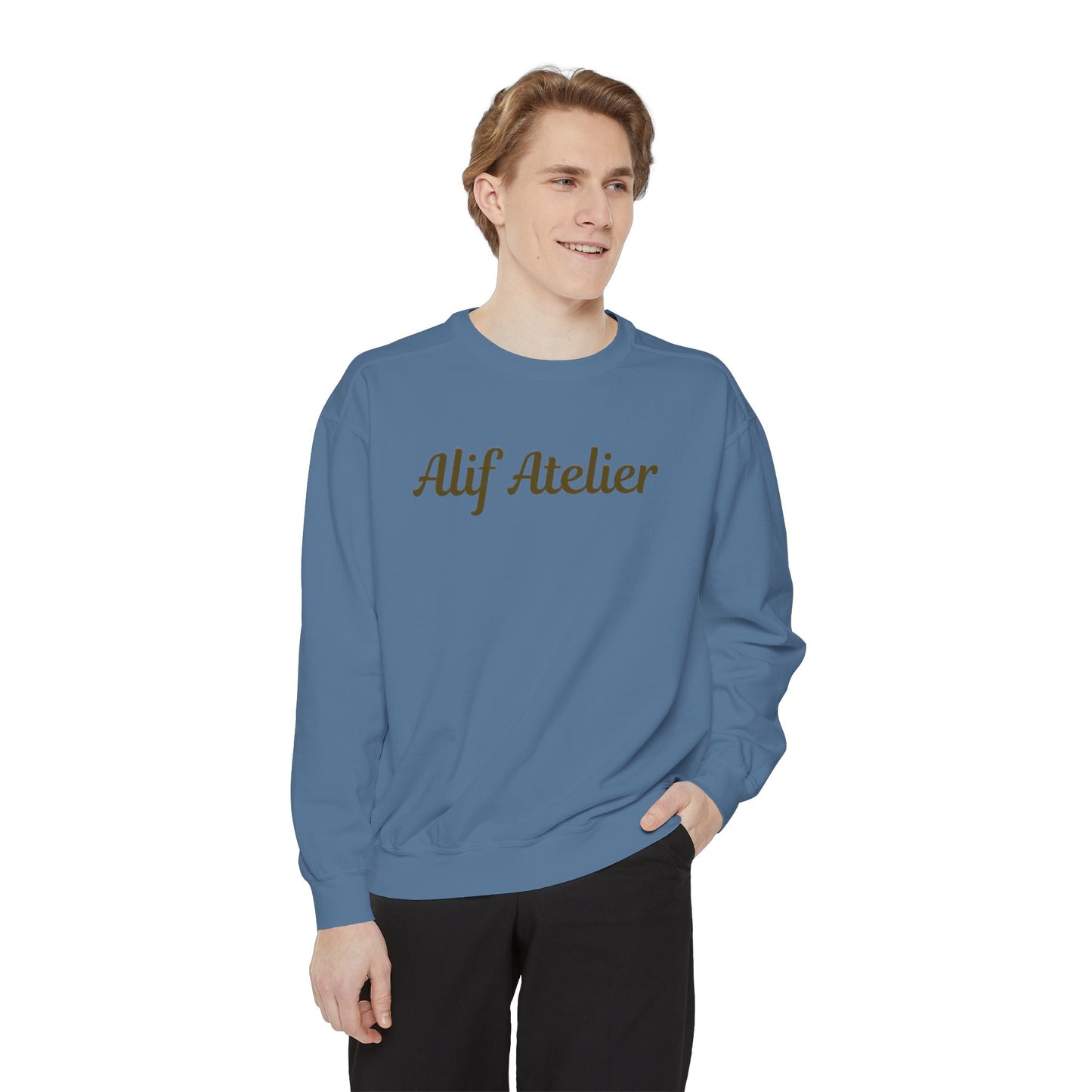 Alif Atelier - Men's Garment-Dyed Sweatshirt -  Luxurious Comfortable Style Wear -  Men's Clothing - Soft Elegant Sweat-Shirt