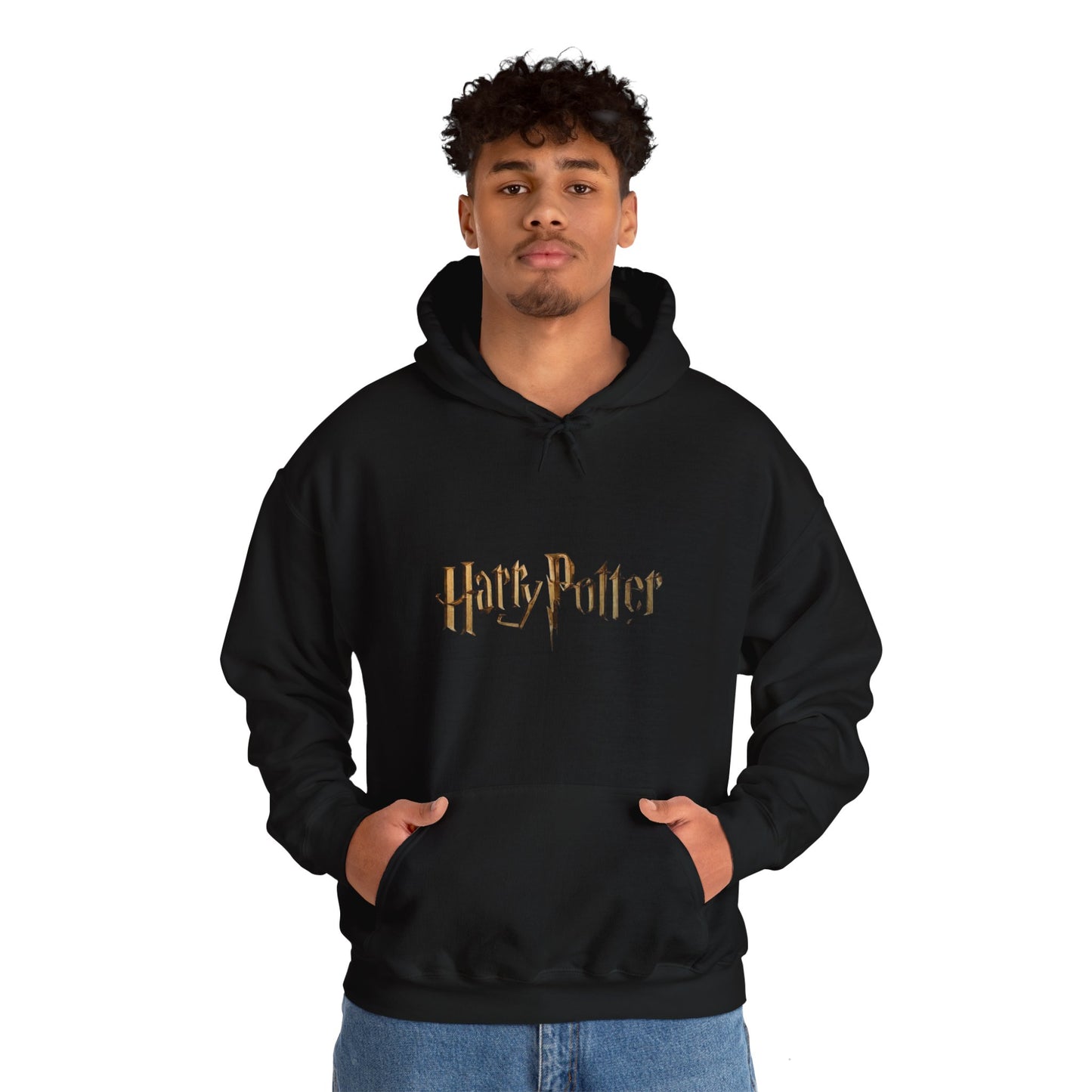 Alif Atelier x Harry Potter - Unisex Heavy Blend™ Hooded Sweatshirt - Cute Simple Elegant Harry Potter Hogwarts Printed Hoodie - For Men Women Black Cozy Warm Hoodie