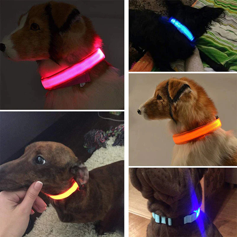 LED Dog Collar with Flashing Lights - Waterproof and Adjustable Bright LED Dog Collar for Night Safety - Waterproof and Durable