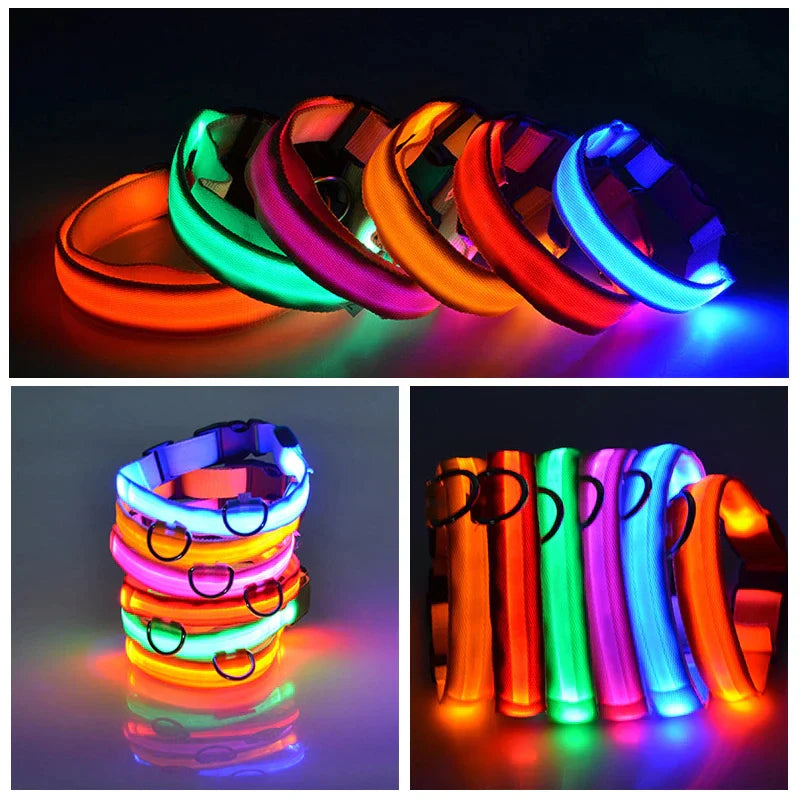 LED Dog Collar with Flashing Lights - Waterproof and Adjustable Bright LED Dog Collar for Night Safety - Waterproof and Durable