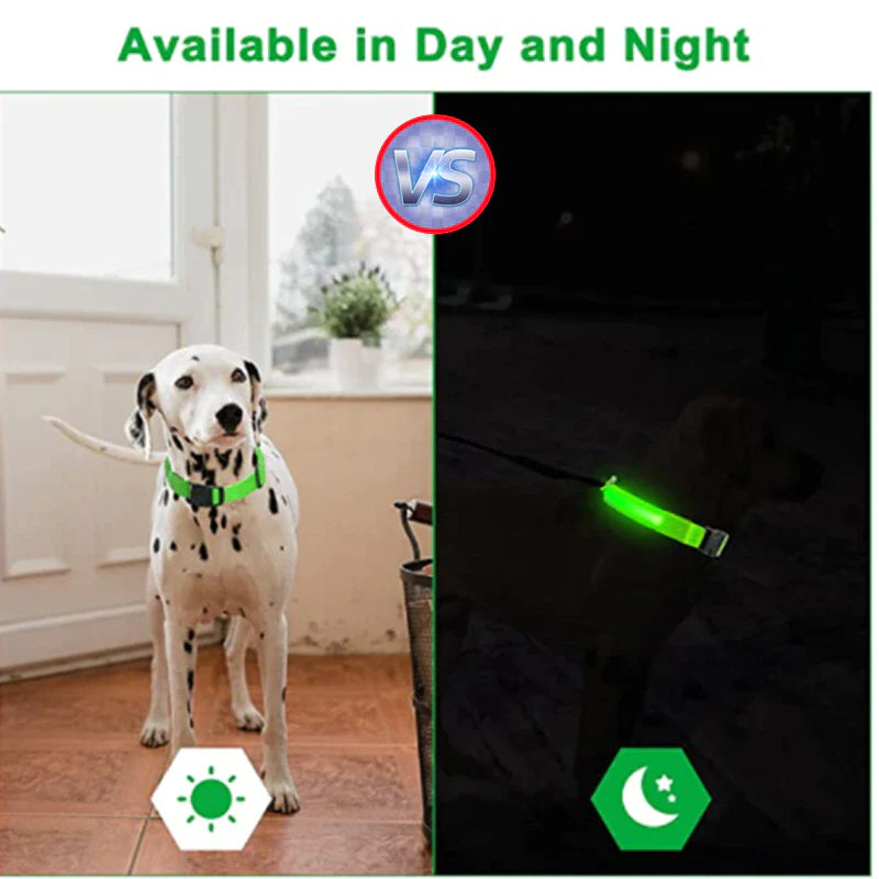 LED Dog Collar with Flashing Lights - Waterproof and Adjustable Bright LED Dog Collar for Night Safety - Waterproof and Durable