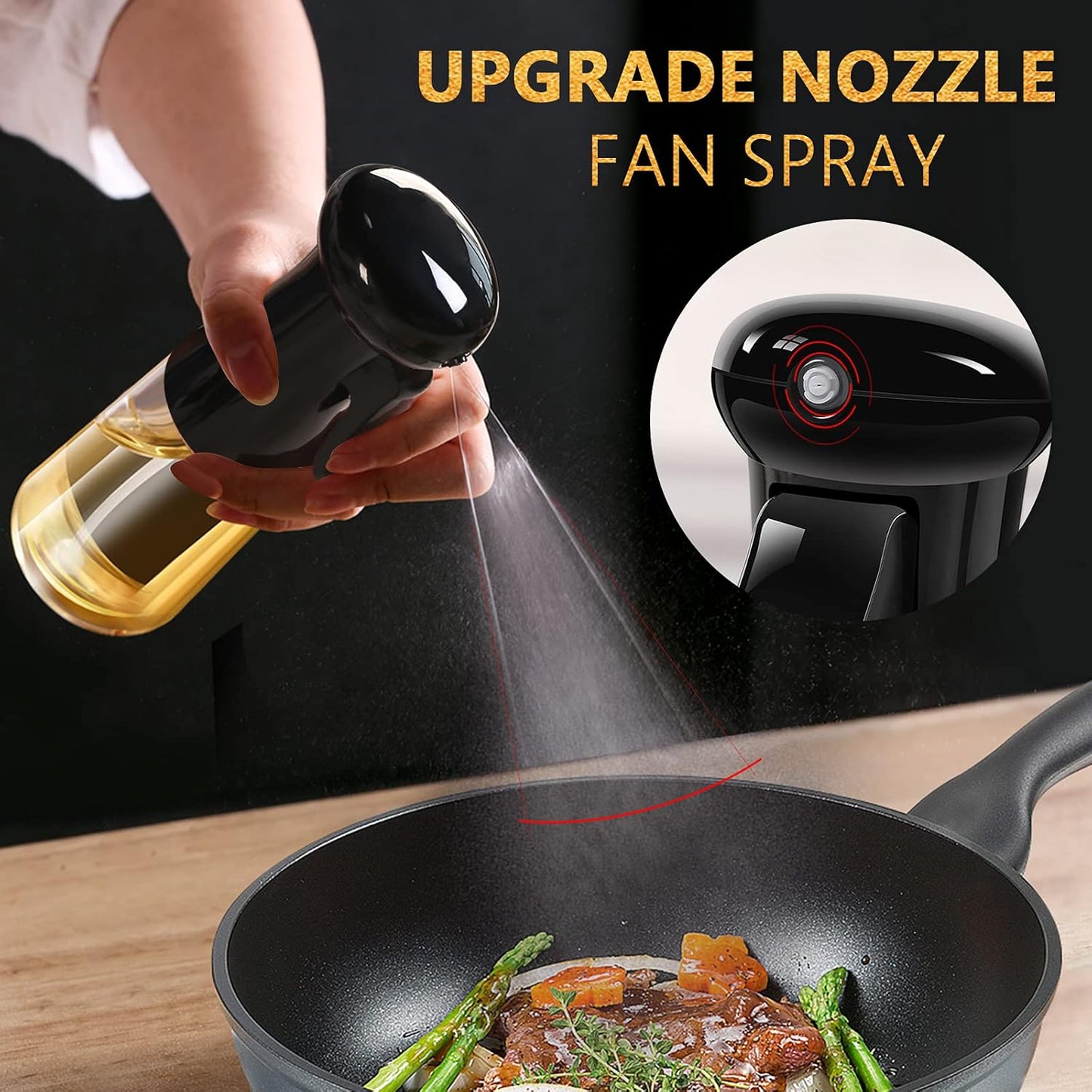 Oil Sprayer for Cooking, Olive Oil Sprayer - Food Safe Glass Bottle, Leakproof Top-Cap, Oil Mister for Baking Salad BBQ Frying Grilling, Multi-Layers Screw Interface, 7Oz/200Ml