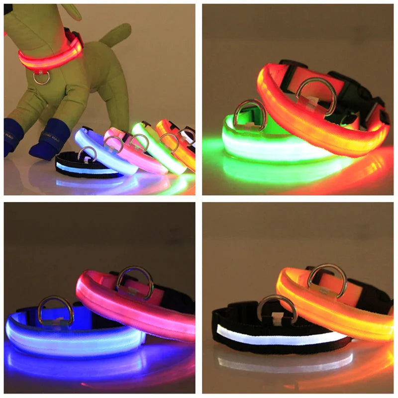 LED Dog Collar with Flashing Lights - Waterproof and Adjustable Bright LED Dog Collar for Night Safety - Waterproof and Durable