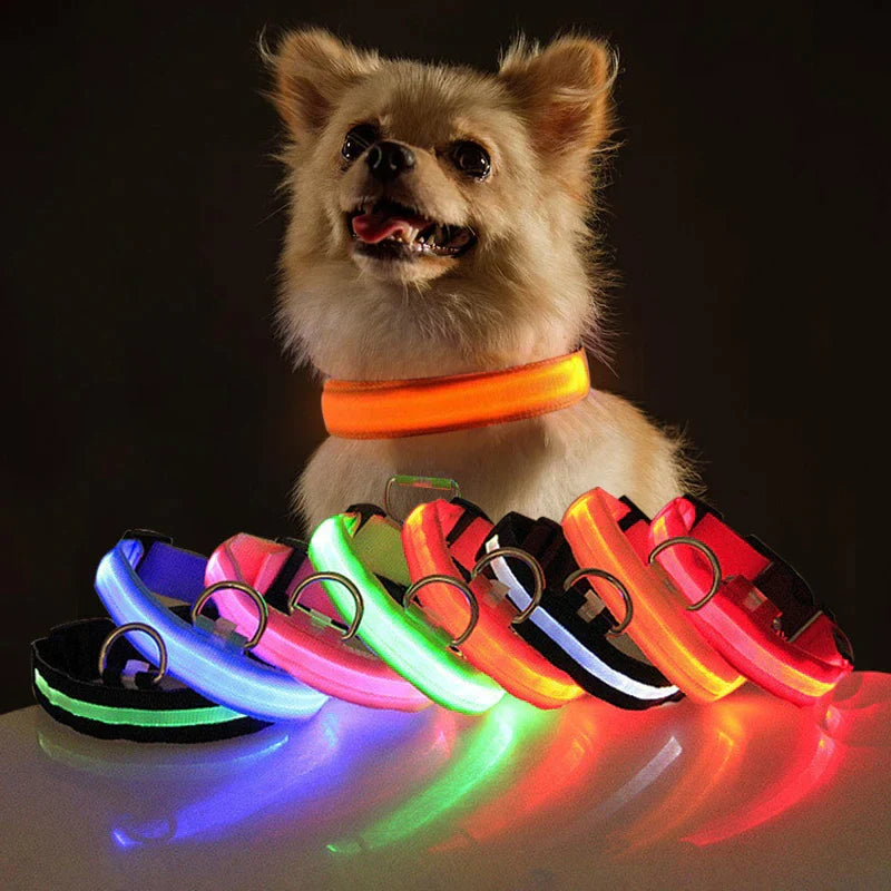 LED Dog Collar with Flashing Lights - Waterproof and Adjustable Bright LED Dog Collar for Night Safety - Waterproof and Durable