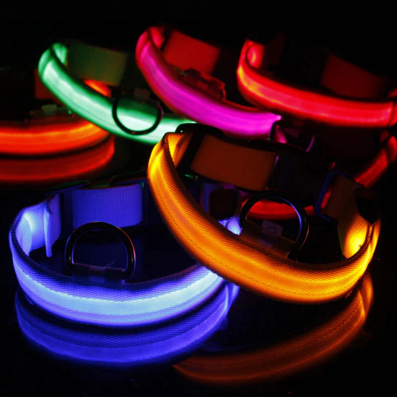 LED Dog Collar with Flashing Lights - Waterproof and Adjustable Bright LED Dog Collar for Night Safety - Waterproof and Durable