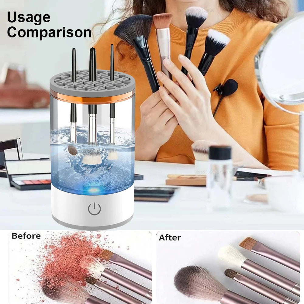 Portable USB Makeup Brush Cleaner - Automatic Rotary Cleaning Electric Makeup Brush Washing Machine - Deep Clean and Sanitize 