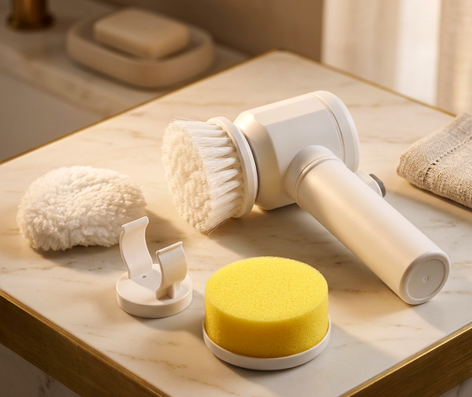 5-in-1 Magic Electric Cleaning Brush – Cordless Handheld Power Scrubber with Interchangeable Heads for Bathroom, Kitchen & Tiles