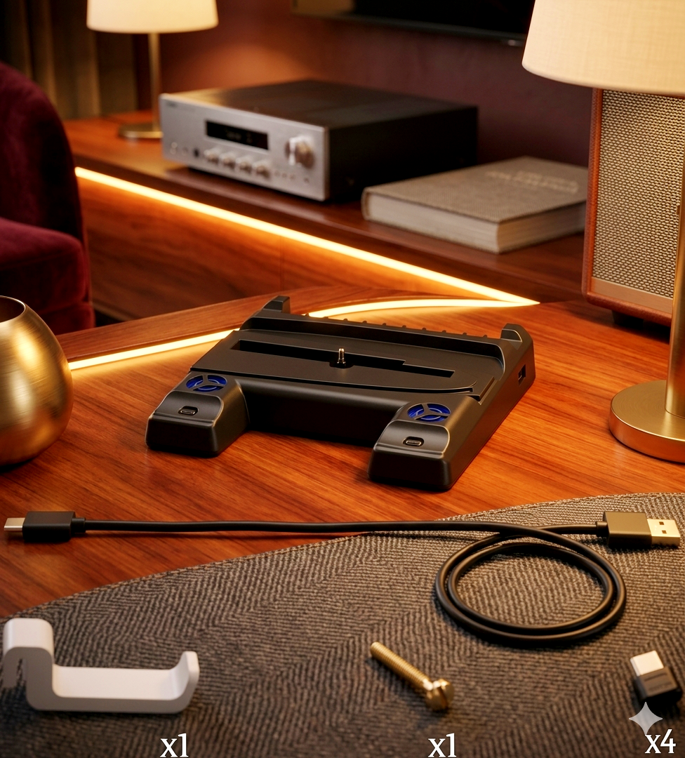 PS5 Vertical Cooling Stand & Dual Controller Charging Station with LED Indicators