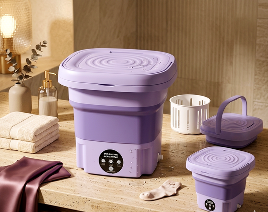 Portable Mini Washing Machine & Foldable Dryer All-in-One: Compact Top-Loading Washer with Spin Dry & Storage Basket for Baby Clothes, Delicates, and Small Spaces