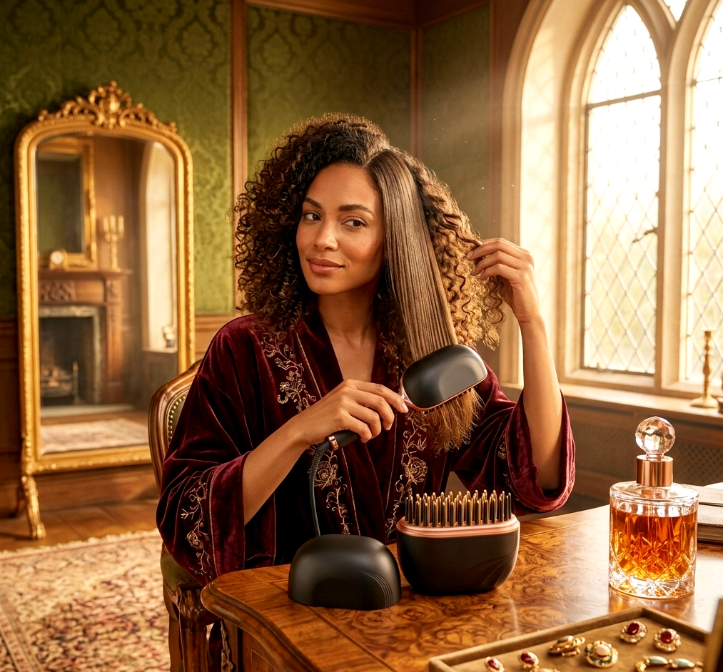 Mini Wireless Hair & Beard Straightening Comb - Portable Straightener Damage-Free Heat Tech - Travel-Sized - Unisex