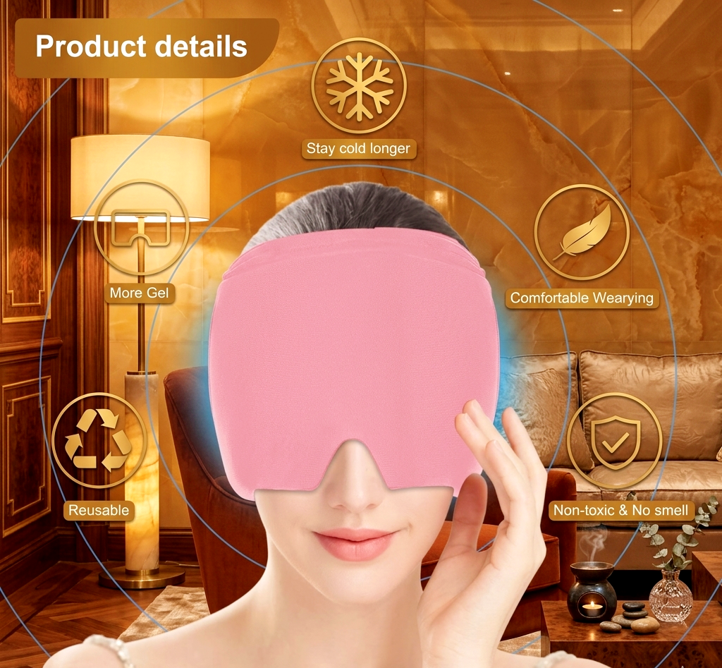 Migraine Relief Cap - Hot & Cold Therapy Headache Ice Wrap for Tension, Sinus, and Stress Relief