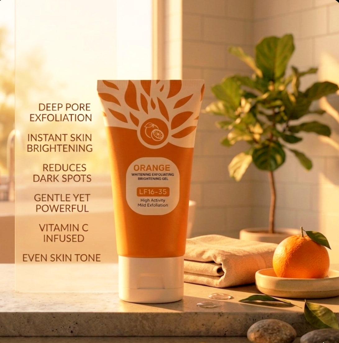 Orange Brightening Exfoliating Gel - Facial Peeling & Whitening Face Scrub with Orange Extract 100g