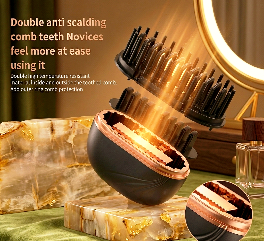 Mini Wireless Hair & Beard Straightening Comb - Portable Straightener Damage-Free Heat Tech - Travel-Sized - Unisex