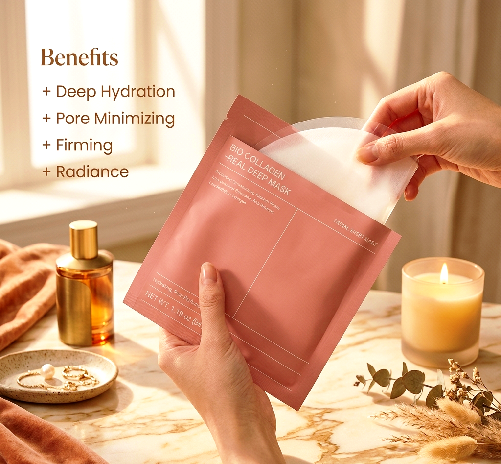 BIODANCE Bio - Collagen Real Deep Mask - Hydrating Real Deep Mask - Pore Minimizing Sheet Masks - Pack of 1 ( 4 sheet Masks )