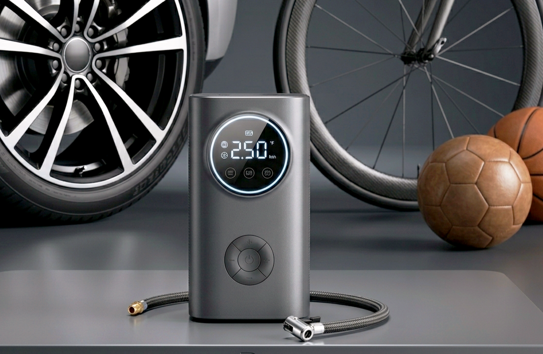 Smart Display Portable Air Compressor - Digital Tire Inflator with USB Rechargeable Battery and Auto Shut-Off