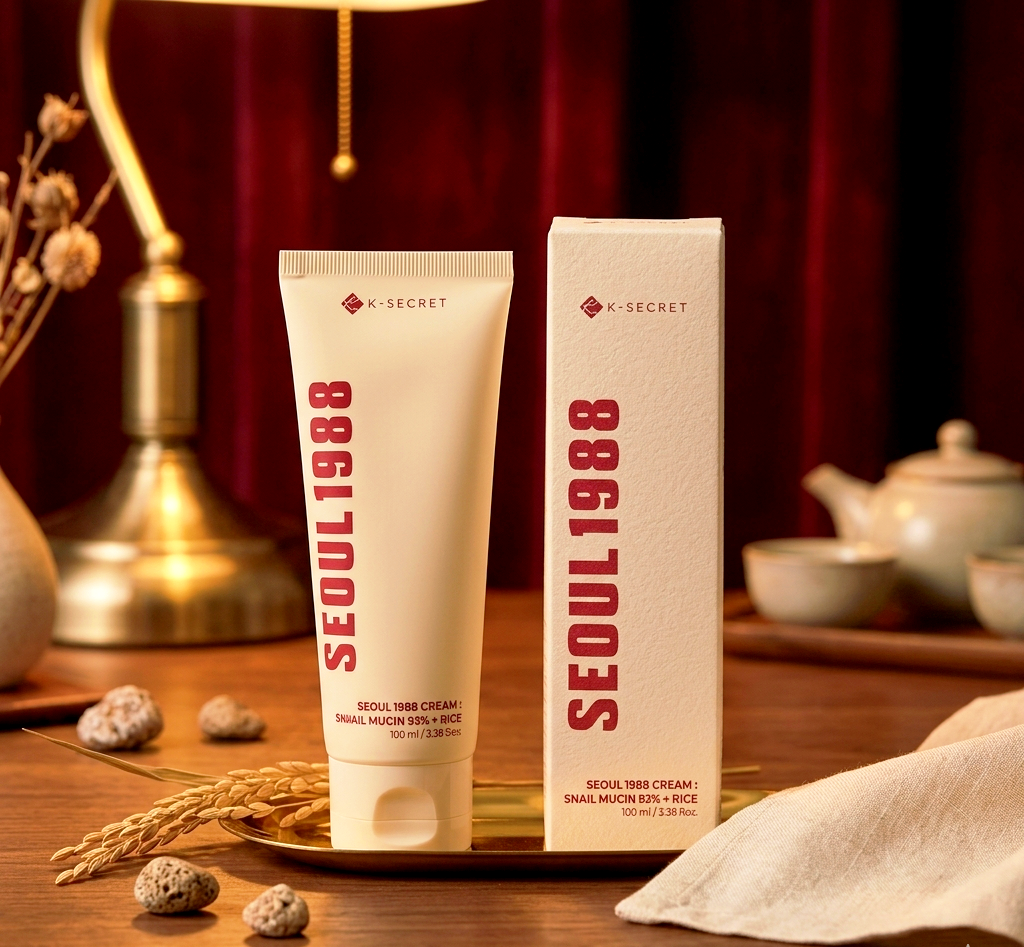 K-SECRET Seoul 1988 Cream: 93% Snail Mucin & Rice Brightening Moisturizer (100ml)
