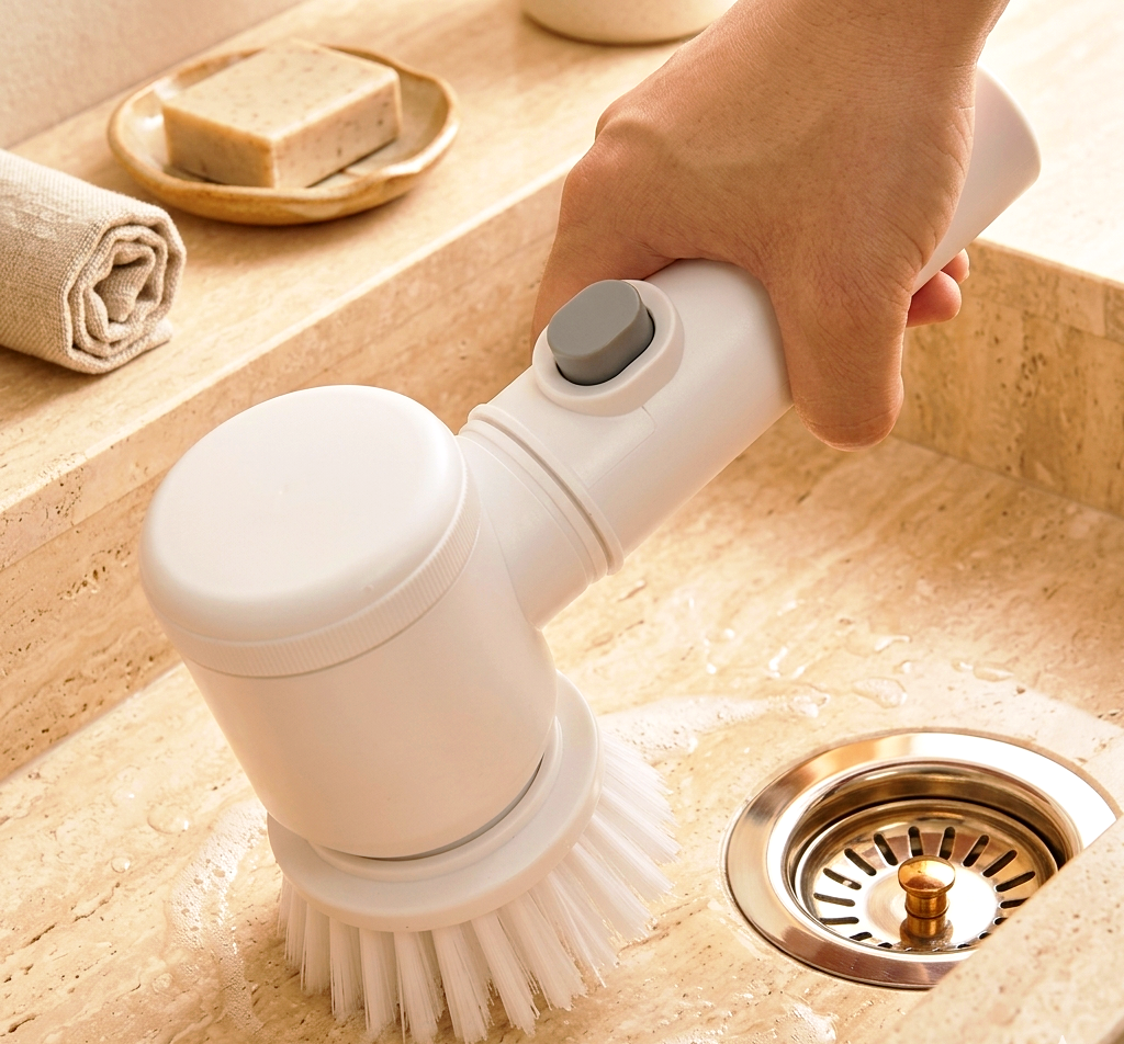 5-in-1 Magic Electric Cleaning Brush – Cordless Handheld Power Scrubber with Interchangeable Heads for Bathroom, Kitchen & Tiles
