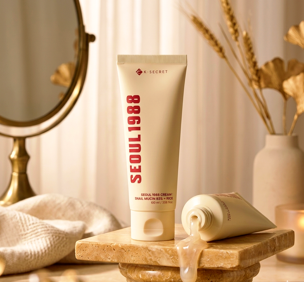 K-SECRET Seoul 1988 Cream: 93% Snail Mucin & Rice Brightening Moisturizer (100ml)