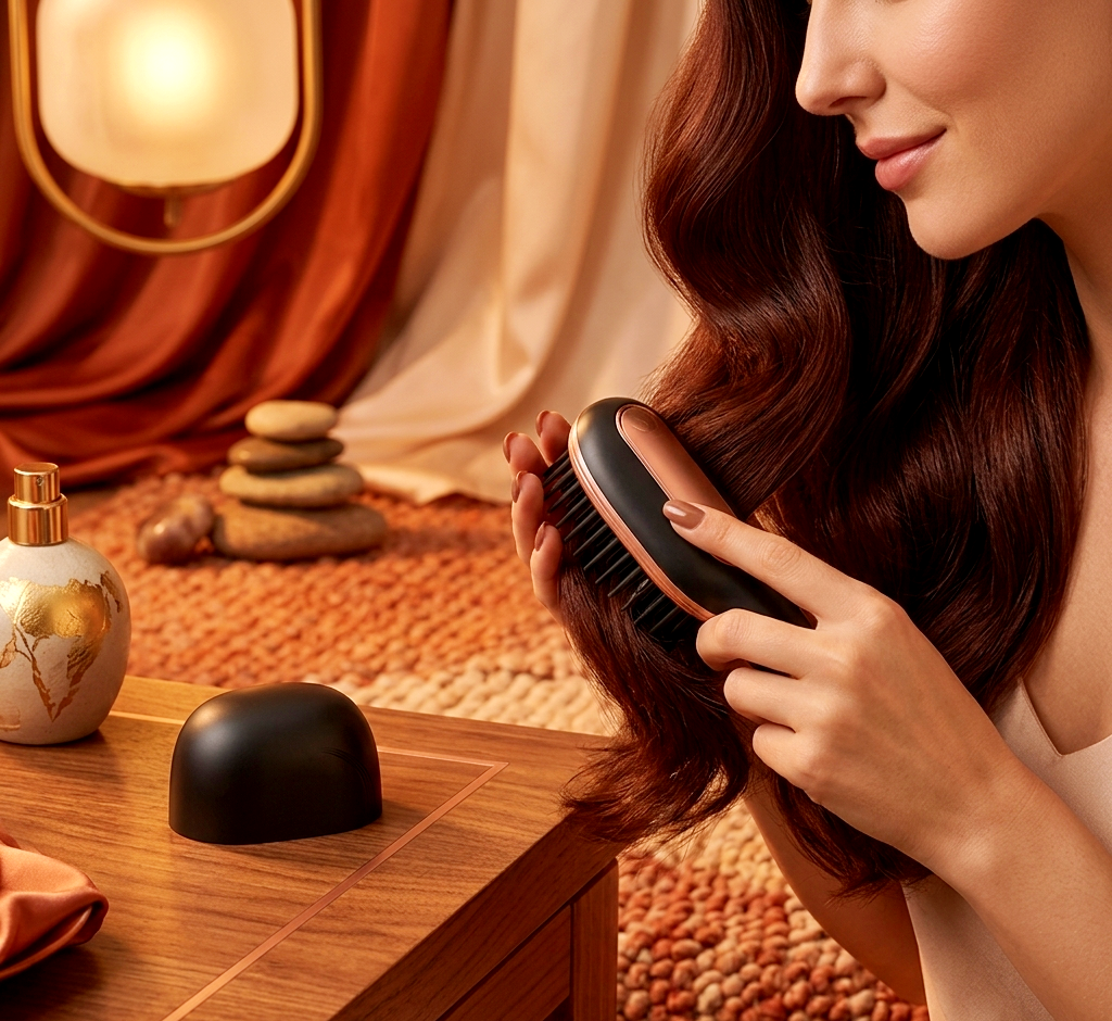 Mini Wireless Hair & Beard Straightening Comb - Portable Straightener Damage-Free Heat Tech - Travel-Sized - Unisex