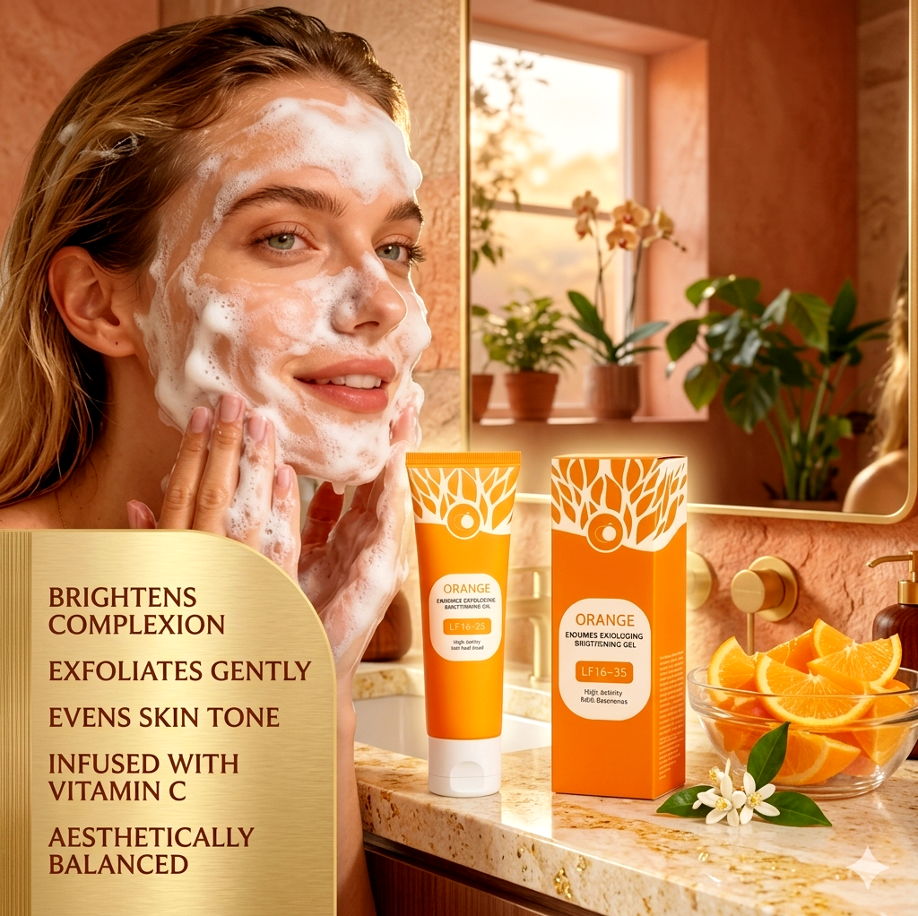 Orange Brightening Exfoliating Gel - Facial Peeling & Whitening Face Scrub with Orange Extract 100g