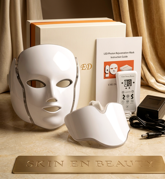 7-Color LED Photon Rejuvenation Face & Neck Mask with Remote Control for Anti-Aging and Acne Treatment
