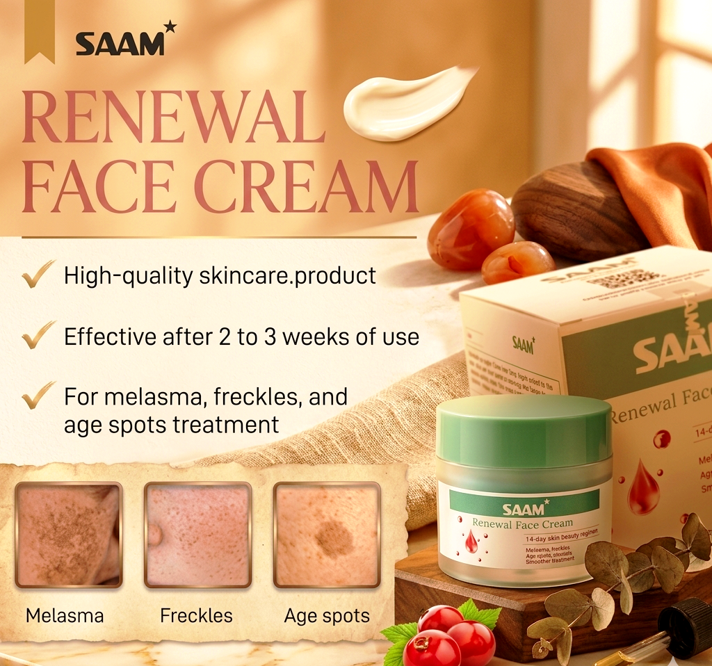 SAAM Renewal Face Cream (50g) – Advanced Melasma & Dark Spot Treatment with Alpha Arbutin & Kojic Acid